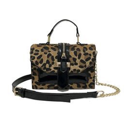Leopard Crossbody Bags For Women with Zipper Decoration Ladies Handbags Purse Patent leather Small Shoulder Bag