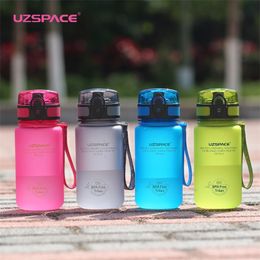UZSPACE 350ml Sports Water Bottle Kid Lovely Eco-friendly Plastic LeakProof High Quality Tour Portable my Drink bottle BPA Free 201106