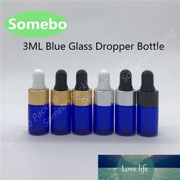 10 x 3ML Refillable Pipette Drop Bottles Small Cobalt Blue Sample Glass Eye Dropper Essential