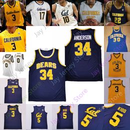 2020 Custom California Golden Bears Basketballtrikot NCAA College Kevin Johnson Ryan Anderson Allen Crabbe Monty Bowser D.J. Thorpe