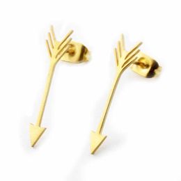 Gold Colour Arrow Studs Earrings For Women Boucle d'oreille Stainless Steel Boho Jewellery BFF Bridesmaid Gift