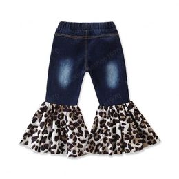 INS leopard girls trousers denim girls Jeans girls flared trousers kids trousers kids jeans kids pants childrens Flare Pants