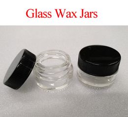 5ml Glass Jar Food Grade Non-Stick Tempered Glass Container Wax Empty Clear Round Dab Jars Dry Herb Concentrate Container with Black Lid