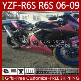 Motorcycle Fairings For YAMAHA YZF R6 S 600 CC YZF600 YZF-R6S Pink Black 2006 2007 2008 2009 Body 96No.152 YZF-600 600CC YZFR6S 06-09 YZF R6S 06 07 08 09 OEM Bodywork Kit