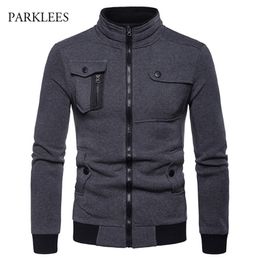 Irregular 4 pocket Designed Jacket Men Fashion Stand Collar Zipper Cotton Casaco Masculino Casual Hiphop Jackets Coats Mens 201218