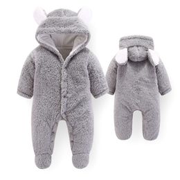 LOOZYKIT Newborn Baby Winter Clothes Infant Boys Girls Soft Fleece Jumpsuit Newborn Outerwear Rompers Thicken Pajamas Playsuit LJ201023