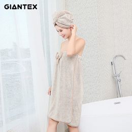 GIANTEX Women Bathroom Microfiber Bath Towels for adults Bath Robe Hair Towel Set serviette de bain toallas de ducha badhanddoek 201216