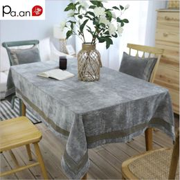 Luxury Nordic Grey Tablecloth Rectangle Geometry Both Side Flannel Table Covers Soft Banquet Wedding Home Table Decoration T200707
