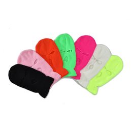 New winter warm three hole wool knitted hat bandit head hat outdoor riding windproof hat mask 15 Colours T3I51487