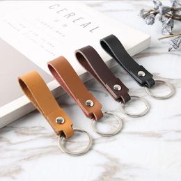 Leather Car Key Chain Waist Hanging Cowhide Keychain Men Women Pouch Bag Case Wallet Rope Holder Key Ring