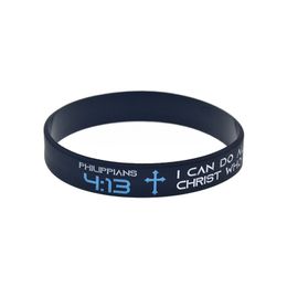 100PCS Jesus Silicone Bracelet Philippians 4:13 I can do all things through Christ who gives me strength