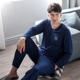 Autumn New Modal Men Pajamas Sets Male Letter Pajama Set Long Sleeve Pyjamas For Man Sleepwear Suit Homewear Size l- LJ201113