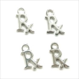 Lot 200pcs Rx letter Antique Silver Charms Pendants Jewellery Making Bracelet Necklace Earrings 15*10mm DH0854