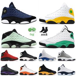 basketball shoes melo UK - Top OG Jumpman 13 13s XIII Mens Basketball Shoes Brave Blue Del Sol Singles Day Lucky Green Melo Class Court Purple Men Women Sports Trainers Sneakers Size 36-47
