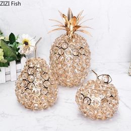 Decorative Objects & Figurines Nordic Room Decor Pineapple Crystal Ornaments Gold Silver Fruit Wrought Iron Desk Adornment Home Decoration A