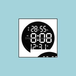 Wall Clocks Home Décor & Garden Large Led Digital Clock Modern Design Temperature Humidity Electronic With Dual Alarms Watch Decor 12 Inch D