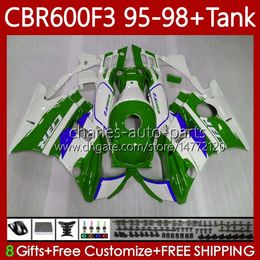 Body Kit For HONDA Bodywork CBR600F3 600CC 600FS Blue green 64No.208 CBR 600 600F3 95-98 CBR600 F3 FS CC 97 98 95 96 CBR600FS CBR600-F3 1997 1998 1995 1996 Fairing +Tank