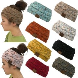 Fashion Point Yarn Color Hats Dot Knitting Twist Hair with Horsetail Hollow Top Wool Hat