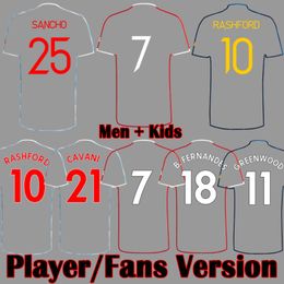 -2021 2022 Top FC FC Fussball Jersey Sancho Greenwood Pogba Rashford Player Version Football Hemden Fernandes Utd Kits 21 22 Mann Kinder Uniform 999