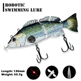 Robotic Fishing Lure Auto Electric Swimming Lures Hard Bait Wobblers 4-Segement Propeller Powered Swimbait USB Rechargeable 201106