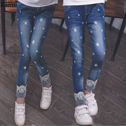 Famli 4Y-14Y Teen Girls Jeans Kids Girl Spring Autumn Casual Skinny Denim Pant Children Solid Pencil Pants 8 10 12 14 C1123