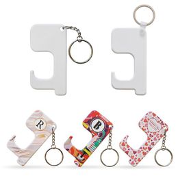 Blank Heat Transfer Press Elevator Tool Key Chain Double Side Sublimation Keyring Avoid Touching Key Ring Diy Printing Keyrings