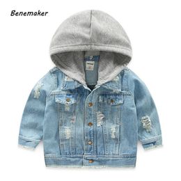 Benemaker Denim Jackets For Boys Autumn Trench Children's Clothing 3-8Y Hooded Outerwear Windbreaker Baby Kids Jeans Coats JH021 LJ201007