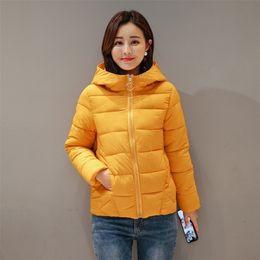 Winter Solid Basic Jacket Women Hooded Parkas Plus Size Slim Casual Stand Collar Thick Cotton Padded Abbigliamento Donna 201029