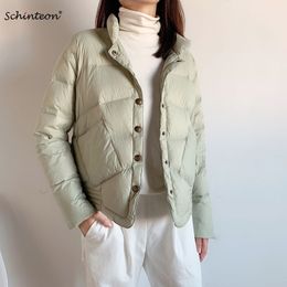 Schinteon Jacket Women Short 90% White Duck Outwear Slim Casual Coat Ultra Light Down Jackets Autumn New Arrival 200922
