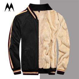 Winter Stand Collar Coat Brand New Fleece Lined Bomber Men Zipper Windbreaker Baseball Jacket Man 201218