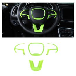 4PCS ABS Steering Wheel Trim Emblem Kit Sticker Decoration Cover for Dodge Charger /Challenger 2015+ Interior Accessories Green