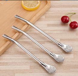 2022 NEW 15.8cm 304 Stainless Steel Reusable Yerba Mate Straw Coffee Juice Lemon Filtering Spoon Bombilla Straws Filter