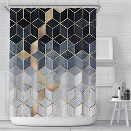 Black and White Grey Gradient Shower Curtain Nordic Cube Simple Geometric Bathroom Curtain Waterproof Shower Curtains LJ201130