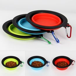 New pet black frame folding bowl portable feeder silicone non slip bowl cat and dog tableware folding bowl T3I51596