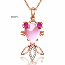 -Collares colgantes DisininyA Suspension Pink Goldfish Crystal con cadena Rose Color Color Collar Joyería de mujer DX7801291