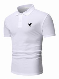 Men Horse Print Polo Shirt k5rE#