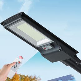 300 W 600 W Lâmpada de rua solar Luz de estrada Sensor de radar de iluminação externa com controle remoto de pólo 492led 966led