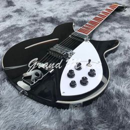 Custom Black Semi Hollow Body Rick 360 Electric Guitar Can be in Kinds Color