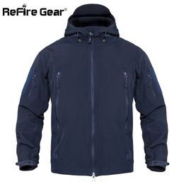 ReFire Gear Waterproof Army Tactical Jacket Men Camouflage Military Jacket Softshell Windbreaker Winter Hooded Coat Hunt Clothes 201028