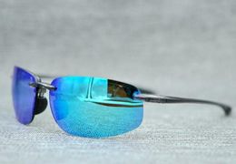 Novos óculos de sol femininos masculinos m407 de alta qualidade lentes polarizadas sem aro esporte bicicleta condução praia ao ar livre chifre de búfalo uv400 óculos de sol com estojo