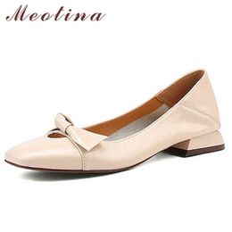 Genuine Women's Flat Leather Shoes Square Toe Cap Apricot Yellow Spring and Autumn 2 9