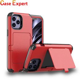 Hybrid Armour Defender Cases With Card Slot And Mirror for iPhone 13 12 Pro Max XR XS Samsung S22 Note 20 Ultra