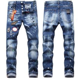 Jeans skinny strappati da uomo Moda Jeans da uomo Cerniera sottile Pantaloni da uomo in denim Hip Hop Jeans da uomo di alta qualità