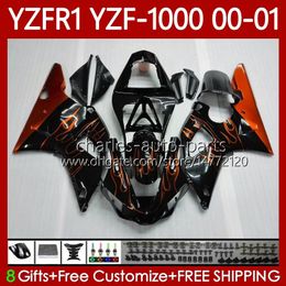 OEM Fairings For YAMAHA YZF-R1 YZF1000 YZF R 1 1000 CC YZFR1 Orange flames 00 01 02 03 Bodywork 83No.98 YZF R1 1000CC 2000 2001 2002 2003 YZF-1000 00-03 Motorcycle Body Kit