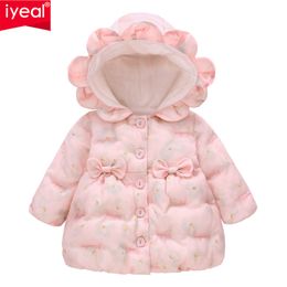 IYEAL Flannel Winter Parkas Kids Jackets For Princess Girls Warm Thick Velvet Children's Coat Baby Outerwear Infant Overcoat 1-4 LJ201125
