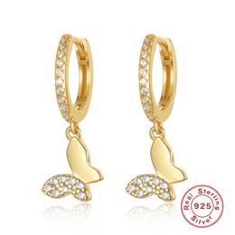 Hoop Huggie designer 925 earrings butterfly sterling silver diamond female fresh style luxury Jewellery