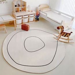 Ins Rug Nordic Carpet Living Room Round Coffee Table Floor Mat White Area Bedroom Bedside Soft Decor Tatami s 220301