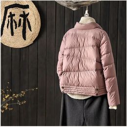 Women Down Jacket Thin Autumn And Winter New Coat Ladies Short Stand-Up Collar Loose 201103