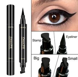 Double-Headed Seal Black Eyeliner Triangle Seal Eyeliners 2 in 1 Waterproof Eyes Make kit with Eyeliner Pen Eyeliner Stamp gift