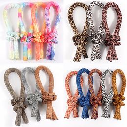 2022 new Curl Ribbon Sponge Hair Roller Curling Rod Headband Lazy Curler Silk Leopard Tie Dye Colour Make Hairstyle Curly with